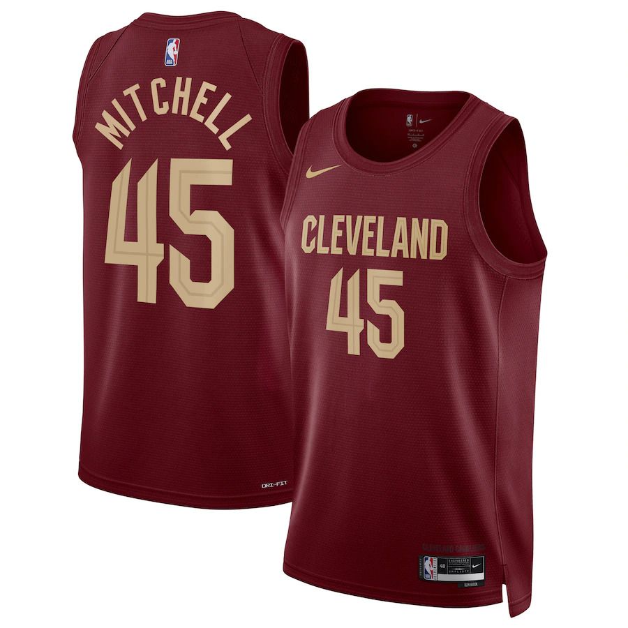 Men Cleveland Cavaliers #45 Donovan Mitchell Nike Burgundy 2022-23 Swingman NBA Jersey